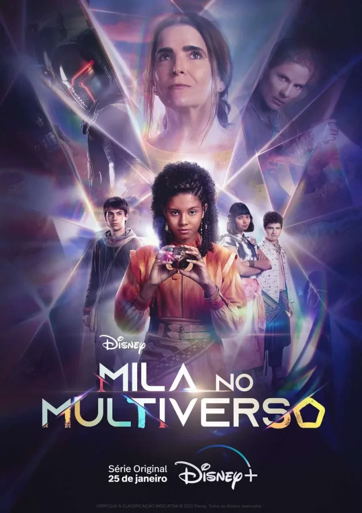 Pôster oficial de "Mila no Multiverso", primeira série brasileira de ficção científica da Disney+