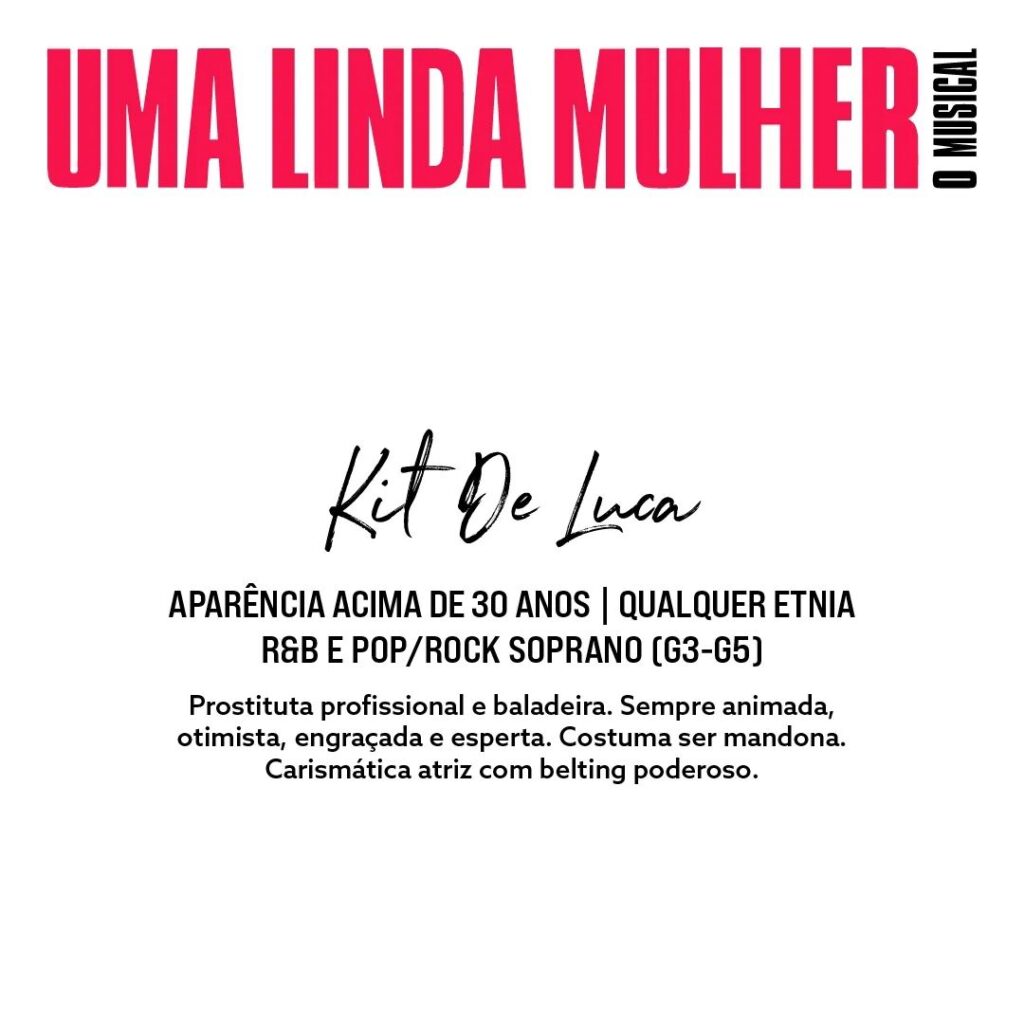 Musical "Uma Linda Mulher" abre inscrição para audições. Foto: Divulgação