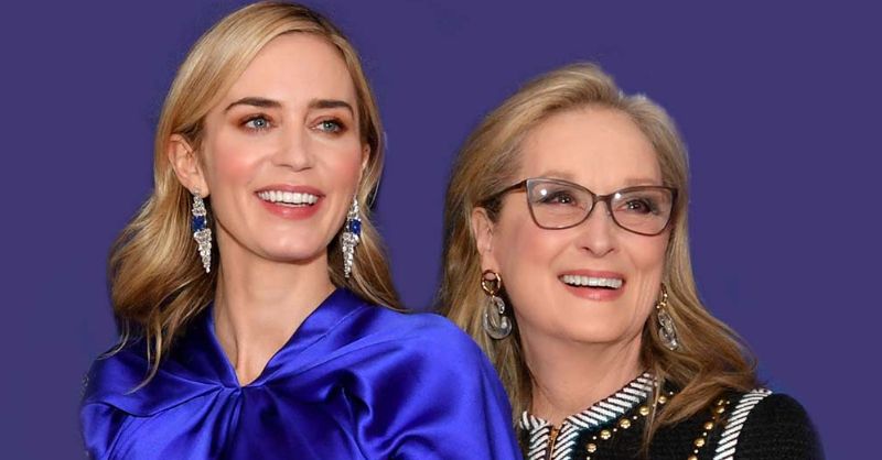 Emily Blunt e Meryl Streep na premiere de "O Retorno de Mary Poppins". Foto: Reprodução/Internet.