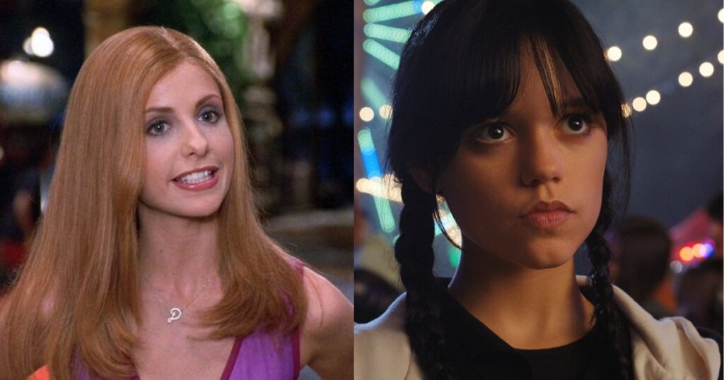 Sarah Michelle Gellar, a Daphne de Scooby-Doo, conta que gostaria de ver Jenna Ortega em uma possível continuação do filme. Foto: Reprodução/Internet. Montagem: Hipérion Blog.