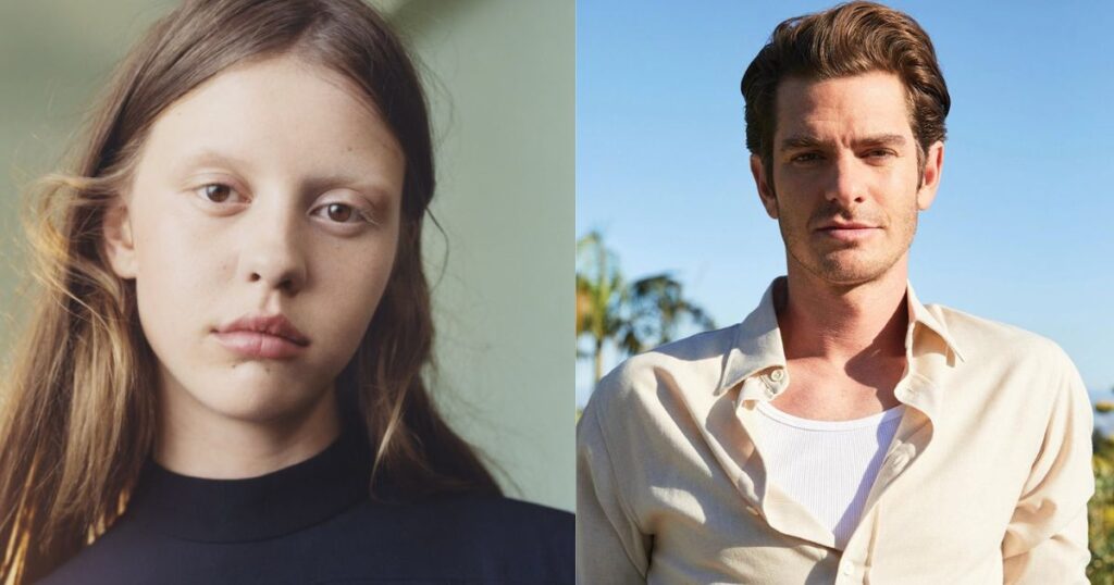 Mia Goth e Andrew Garfield devem estrelar Frankstein, de guillermo del toro. Foto: Reprodução/Vogue/Variety