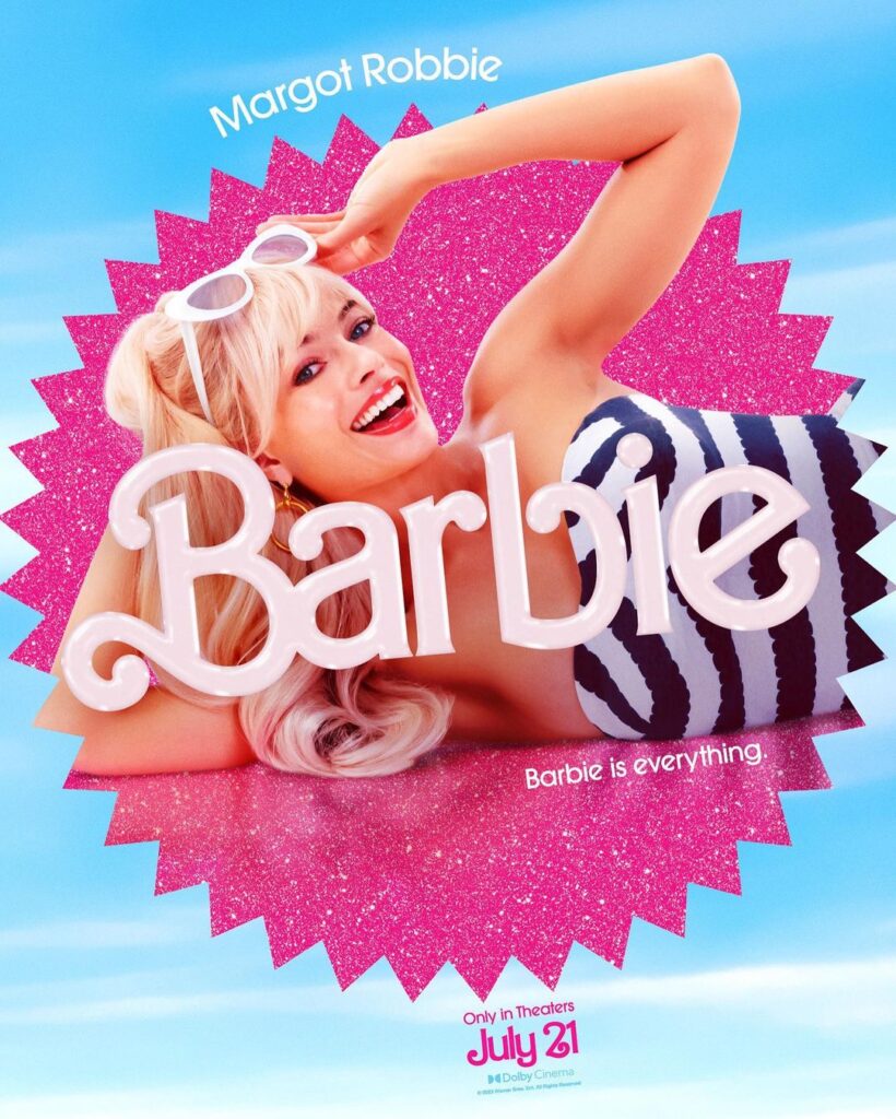 Margot Robbie em pôster solo de Barbie. Foto: Divulgação.