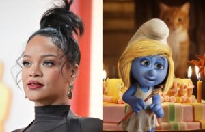 Rihanna está no novo filme dos Smurfs. Foto: Reprodução/Internet. Montagem: Blog Hipérion.