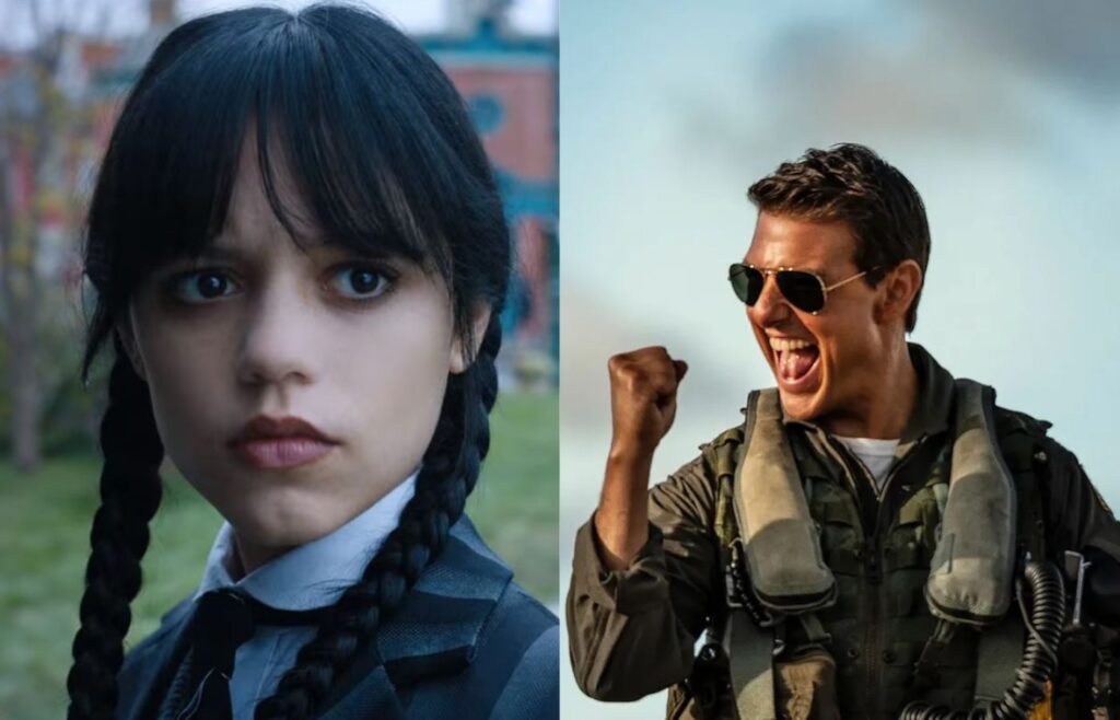 O MTV Movie Awards teve Jenna Ortega e Tom Cruise entre os vencedores. Foto: Reprodução/Internet. Montagem: Blog Hipérion.