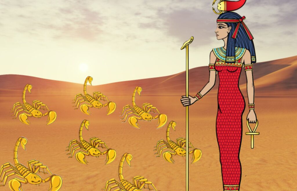 Isis e os sete escorpiões é uma das peças mais famosas do teatro do Egito Antigo. 
Foto: Reprodução/Google.