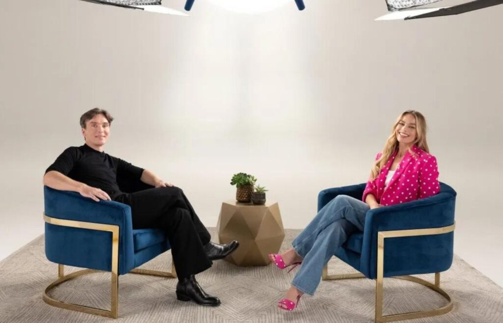 Margot Robbie e Cillian Murphy no Actors on Actors da Variety. Foto: Reprodução/Variety.