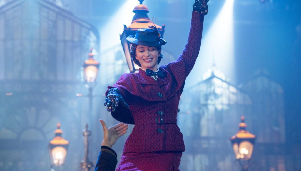 Emilly Blunt em "O Retorno de Mary Poppins" (2018). Foto: Reprodução/Disney.