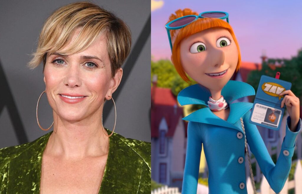 Kristen Wiig (à esquerda) e a personagem Lucy de Meu Malvado Favorito (à direita). Fotos: Reprodução.
Montagem: Blog Hipérion.