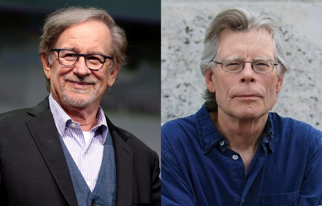 Steven Spielberg e Stephen King. Foto: Wikimedia Commons/Amazon.
Montagem: Blog Hipérion.