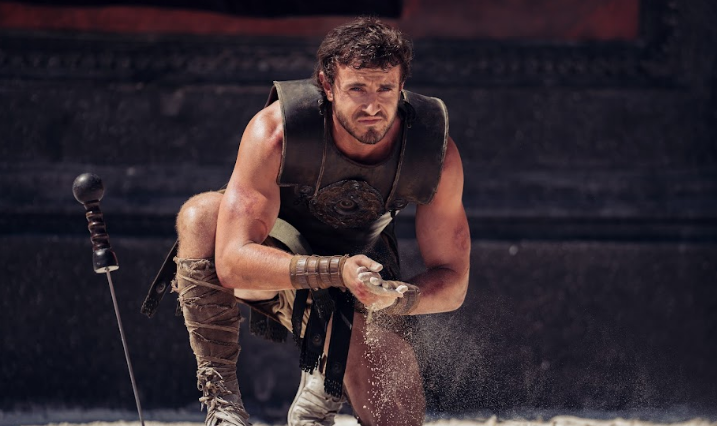 Paul Mescal nos bastidores de Gladiador 2. Foto: Divulgação/Paramount Pictures.