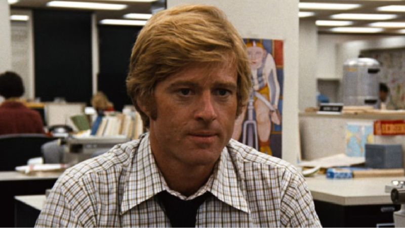 Robert Redford em Todos os Homens do Presidente (1976). Foto: Reprodução.