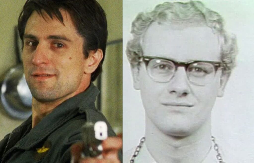 Travis Bickle e Arthur Bremer, que inspirou o personagem. Fotos: Reprodução/Columbia Pictures/YouTube.
Montagem: Blog Hipérion.