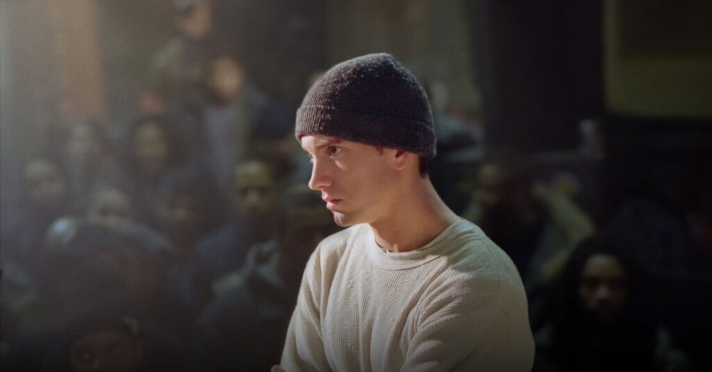 Artistas musicais que brilharam no cinema. Eminem. Foto: Netflix.