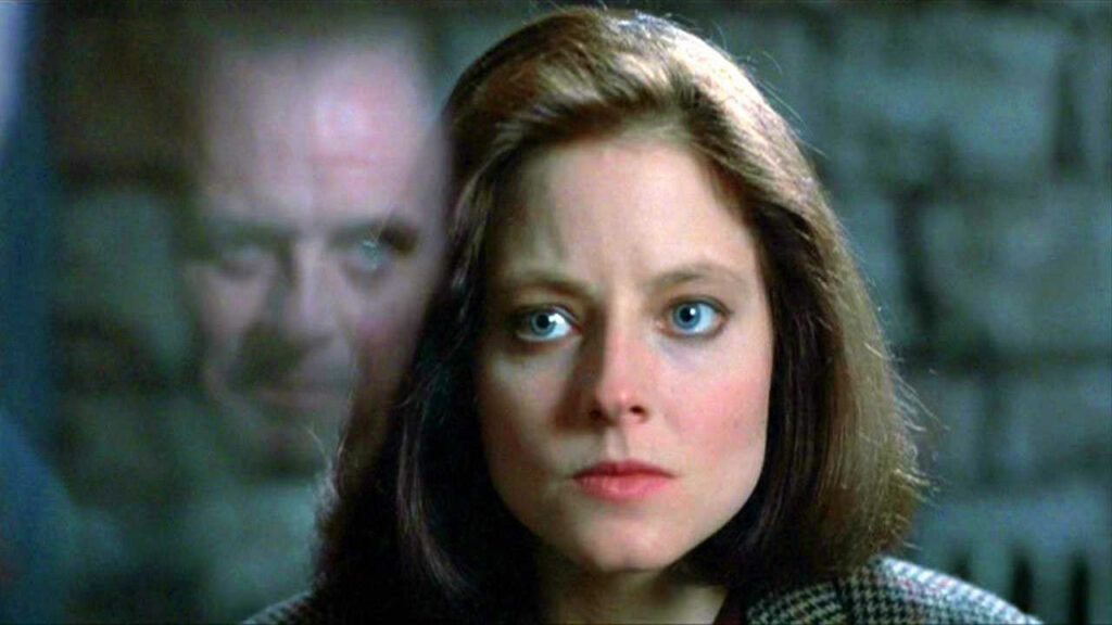 Jodie Foster e Anthony Hopkins em "O Silêncio dos Inocentes" (1991). Foto: Reprodução.