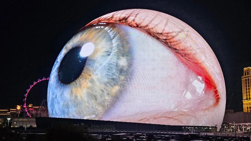 Olho gigante na esfera da Sphere Arena. Foto: Reprodução.