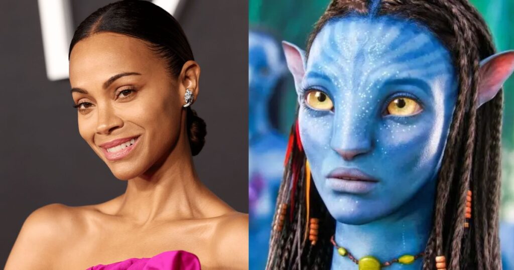 Como Zoe Saldaña entrou para Avatar. Avatar 3 está em exibição nos cinemas. Foto: Reprodução. Montagem: Blog Hipérion.