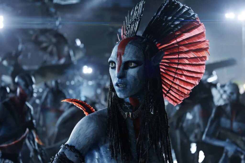 Zoë Saldaña como Neytiri em "Avatar 3". Foto: Divulgação.