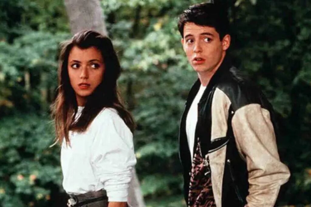 Mia Sara e Matthew Broderick em Curtindo A Vida Adoidado (1986).  Foto: Reprodução.